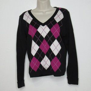 Junction West V-Neck Argyle Pattern Sweater Size M